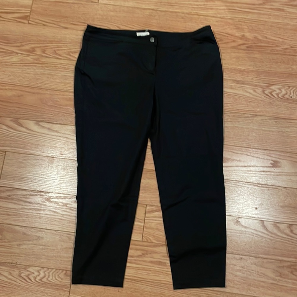 Eileen Fisher Chino Pants Large Black Organic Cotton Stretch Pockets #5085